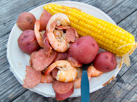 Frogmore stew or Lowcountry boil from Bowens Island in Charleston, SC