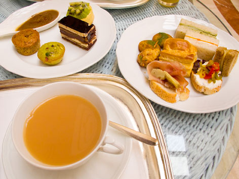 Afternoon tea with savories and sandwiches from Imperial Hotel in Delhi, India.
