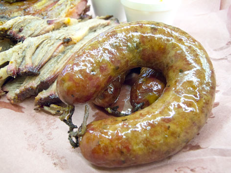 BBQ beef-pork sausage from Smitty's Market in Lockhart, Texas.