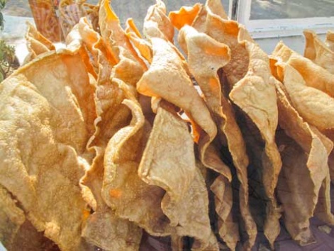 A street cart filled with chicharrón in Mexico City.