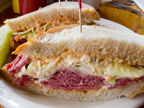 A corned beef or Dinty Moore sandwich from Russell Street Deli in Detroit. 