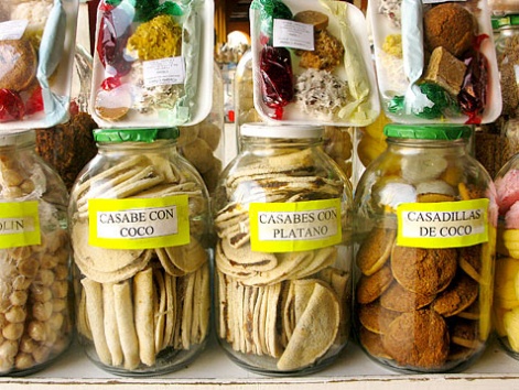 Jars and packages of dulces from Cartagena, Colombia.