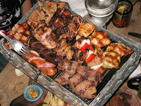 A parrillada of grilled meats from Andrés Carne de Res in Bogota, Colombia.