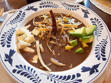 A bowl of sopa de frijol from La Olla in Oaxaca, Mexico.