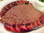 Red beans and rice with spicy andouille sausage in New Orleans, LA